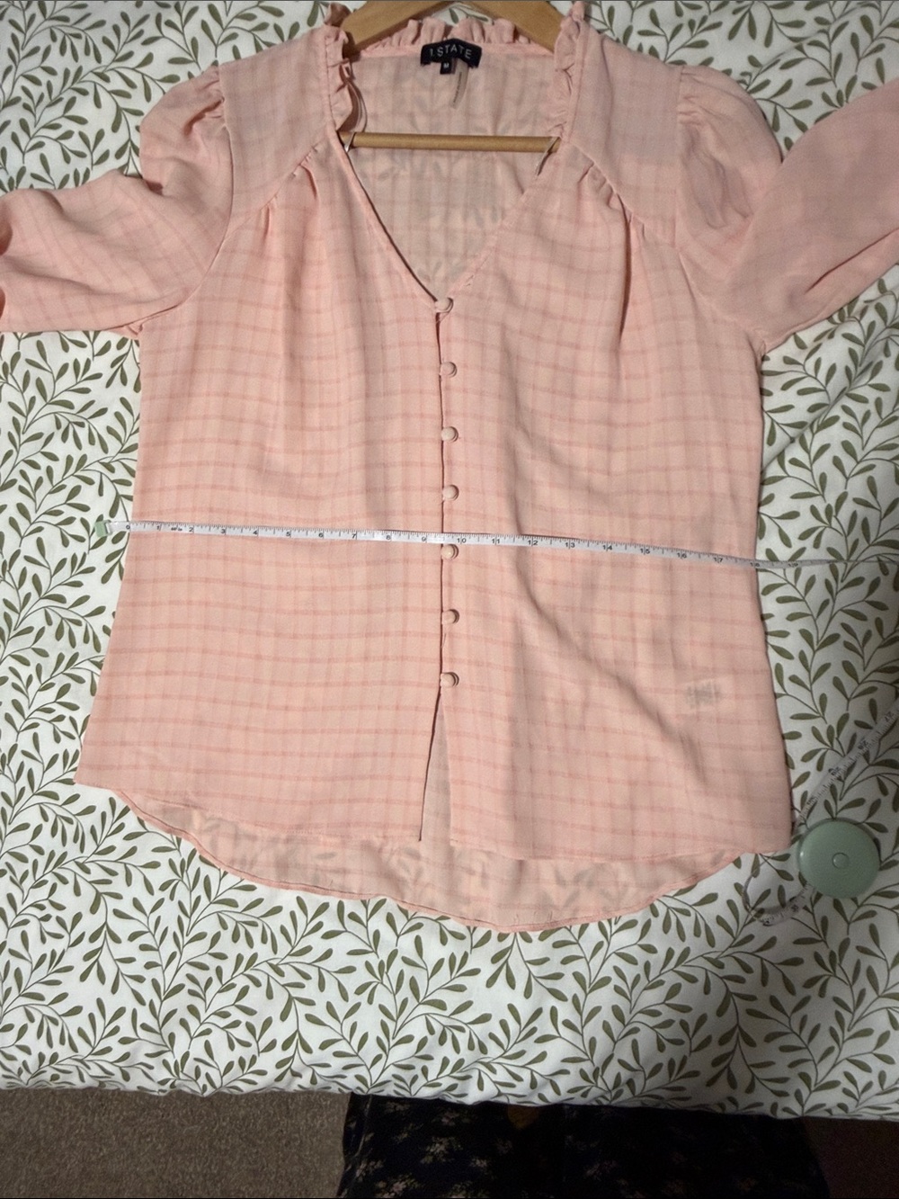 1. State Pink Button-Front Ruffle Blouse - Picture 7 of 8